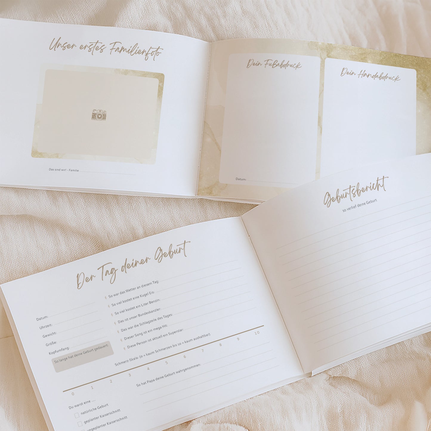Schwangerschaftstagebuch "Kribbeln im Bauch" in beige | DIN A4 quer