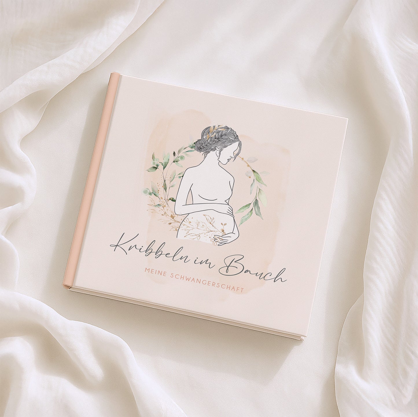 Schwangerschaftstagebuch "Kribbeln im Bauch" in apricot & korall | Quadratisch