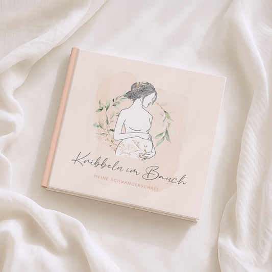 Schwangerschaftstagebuch "Kribbeln im Bauch" in apricot & korall | Quadratisch