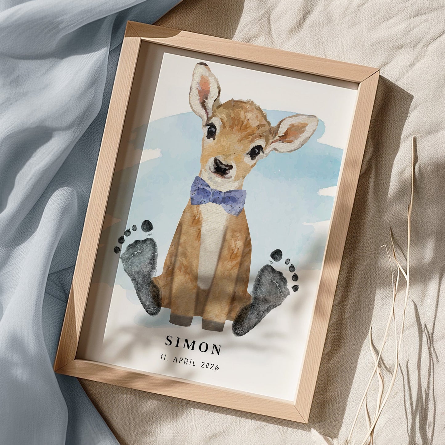 Fußabdruck Poster „Reh“ – personalisierbar