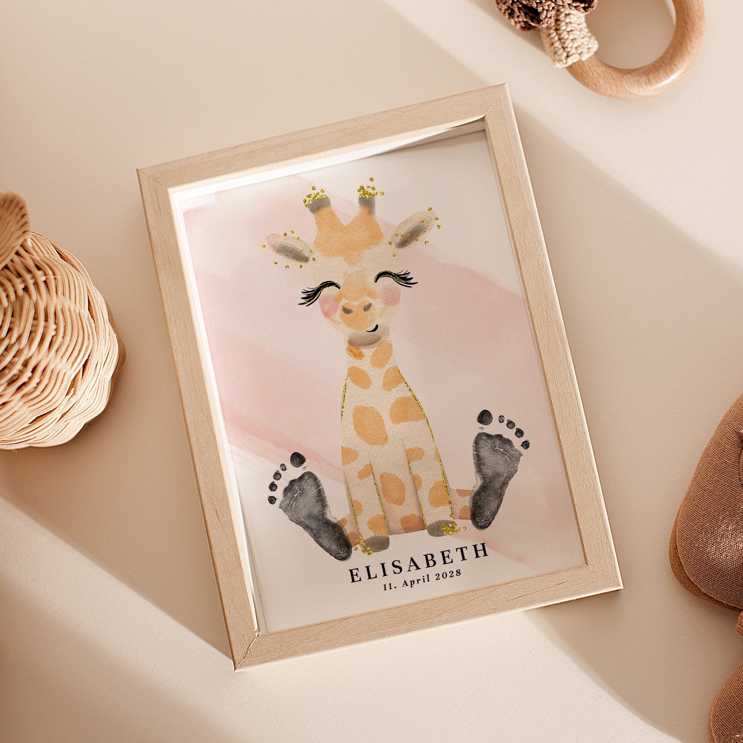 Fußabdruck Poster „Giraffe“ – personalisierbar