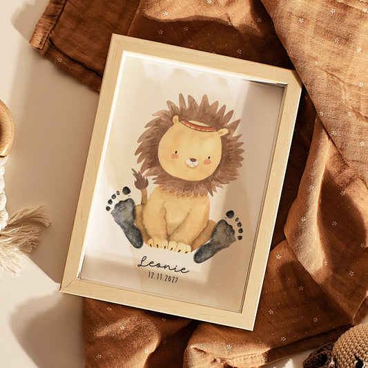 Fußabdruck Poster „Löwe mit Mähne“ – personalisierbar