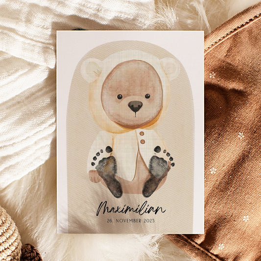 Fußabdruck Poster „Teddybär“ – personalisierbar