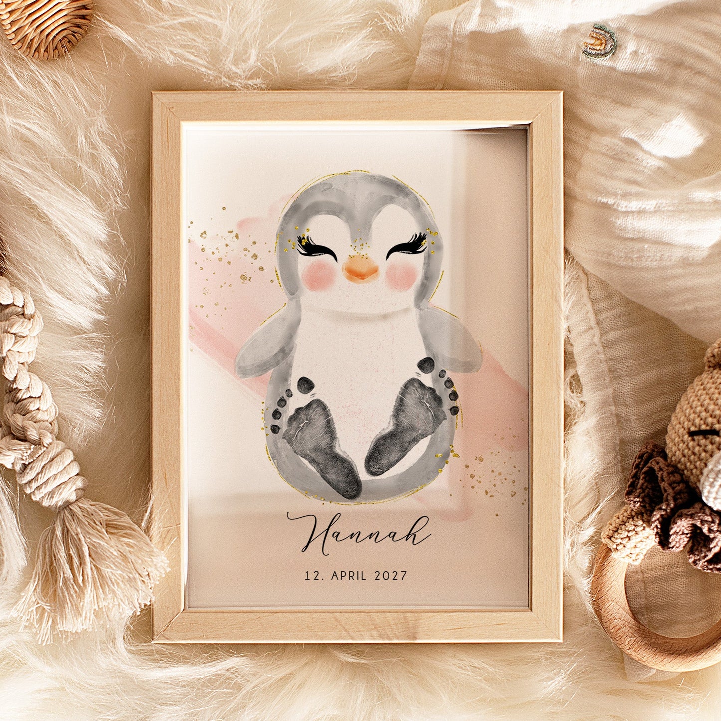 Fußabdruck Poster „Pinguin“ – personalisierbar