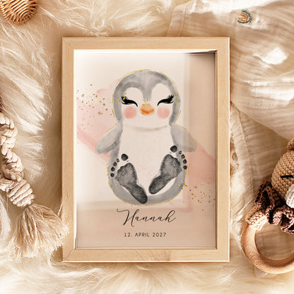 Fußabdruck Poster „Pinguin“ – personalisierbar