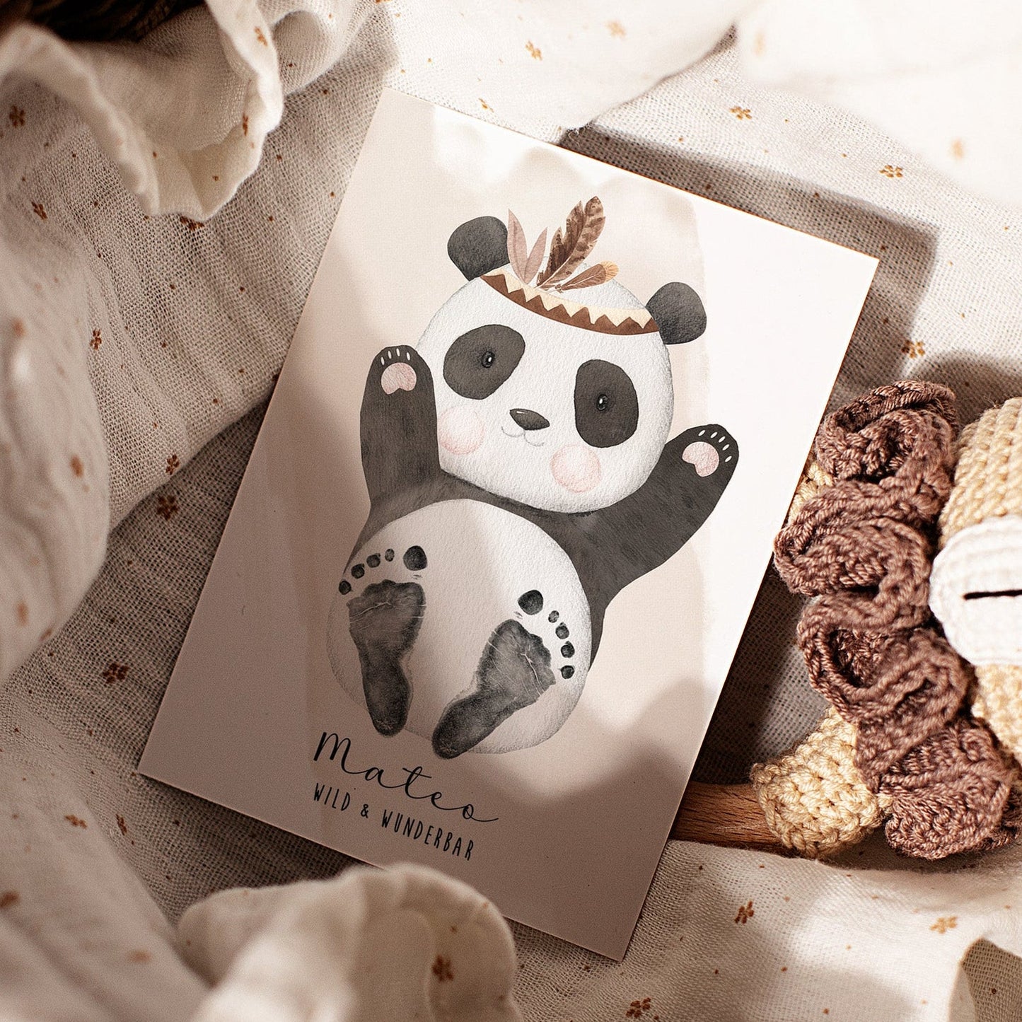 Fußabdruck Poster „Panda“ – personalisierbar