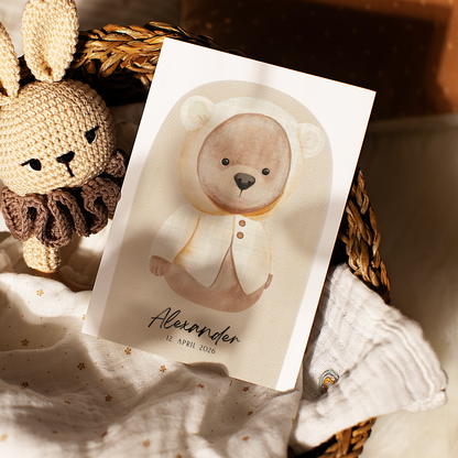 Fußabdruck Poster „Teddybär“ – personalisierbar