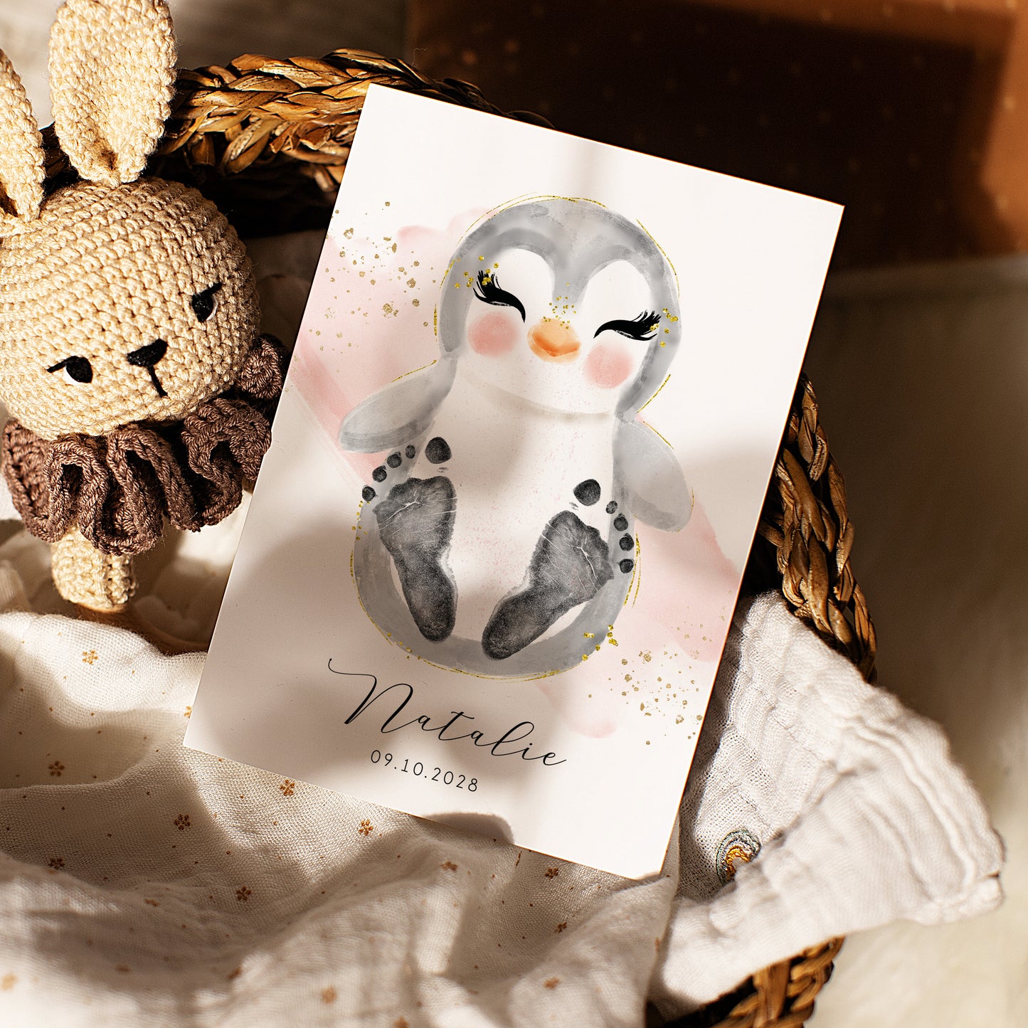 Fußabdruck Poster „Pinguin“ – personalisierbar