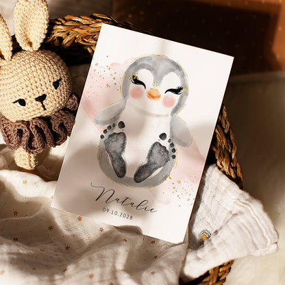 Fußabdruck Poster „Pinguin“ – personalisierbar