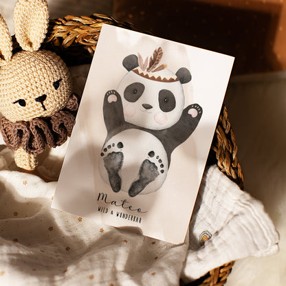 Fußabdruck Poster „Panda“ – personalisierbar