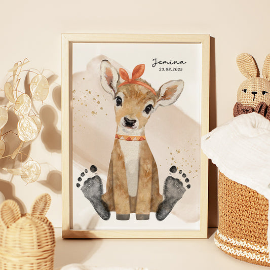 Fußabdruck Poster „Reh“ – personalisierbar