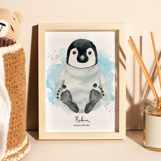 Fußabdruck Poster „Pinguin“ – personalisierbar
