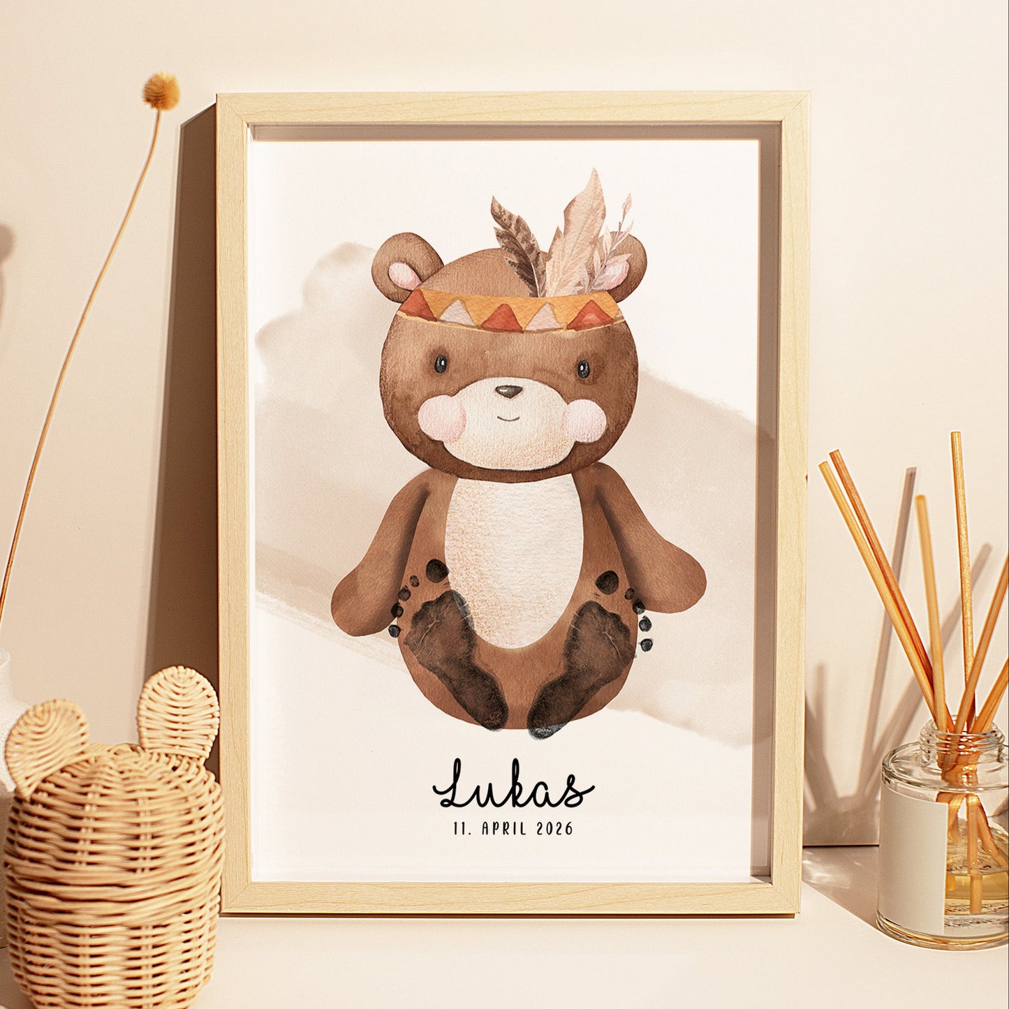 Fußabdruck Poster „Bär“ – personalisierbar