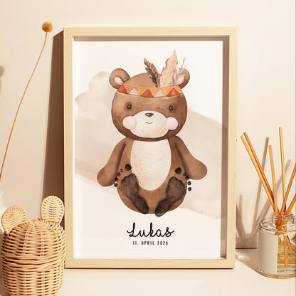 Fußabdruck Poster „Bär“ – personalisierbar