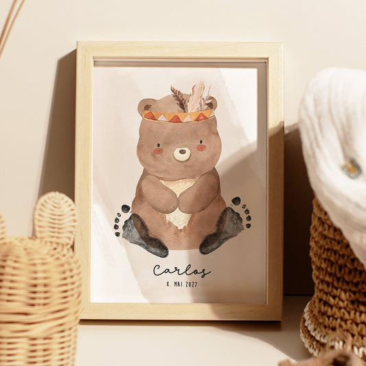 Fußabdruck Poster „Bär“ – personalisierbar