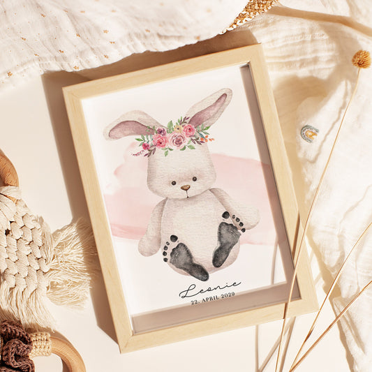 Fußabdruck Poster „Häschen“ – personalisierbar