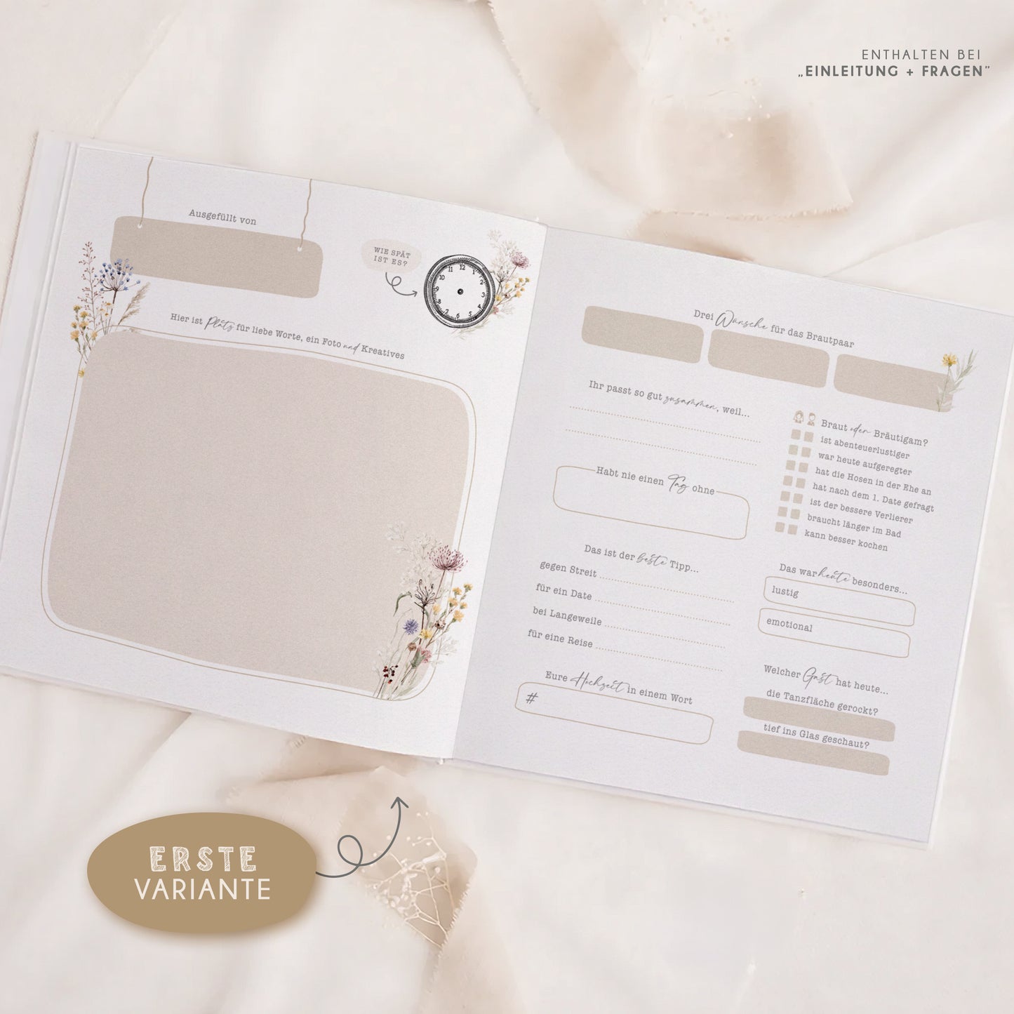 Personalisiertes Gästebuch Hochzeit – Wildblumen