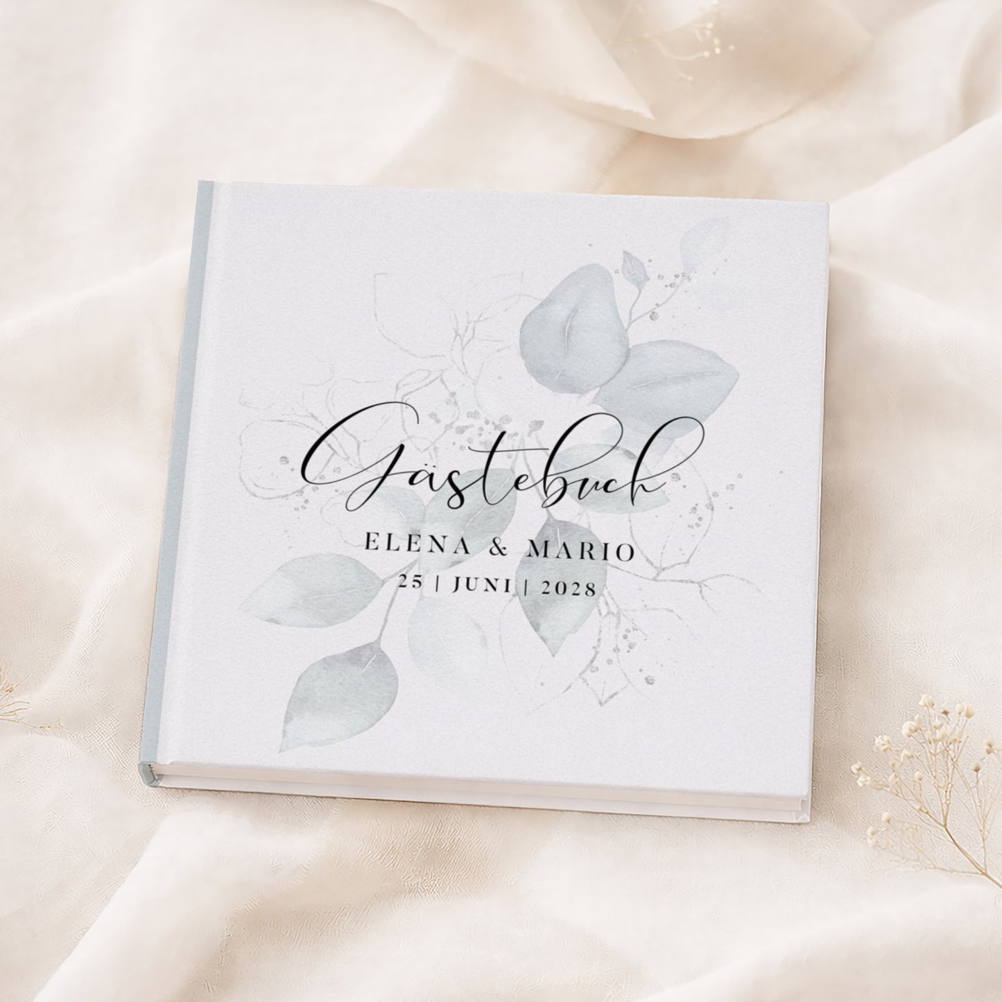 Personalisiertes Gästebuch Hochzeit – Mint Eukalyptus