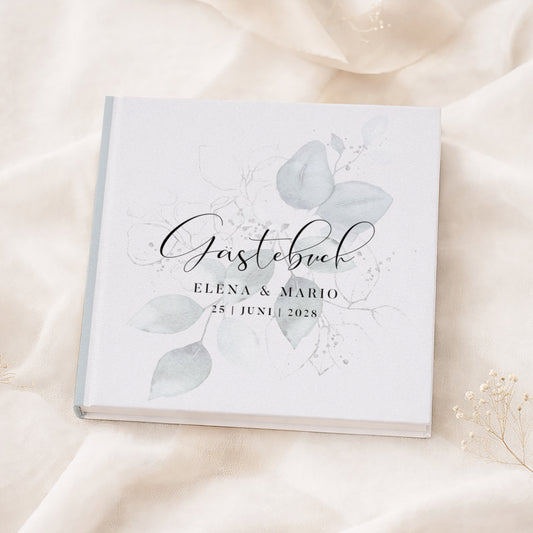 Personalisiertes Gästebuch Hochzeit – Mint Eukalyptus