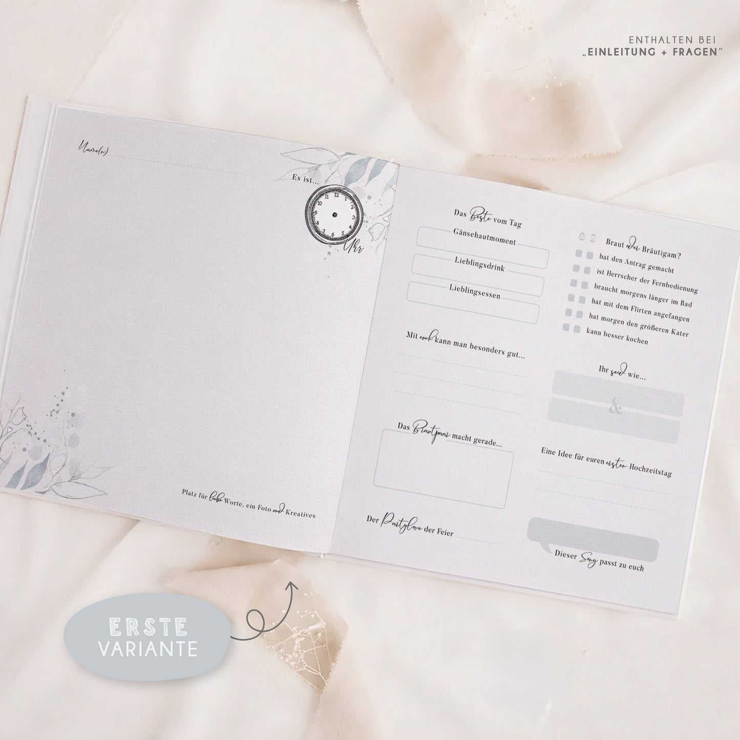 Personalisiertes Gästebuch Hochzeit – Mint Eukalyptus