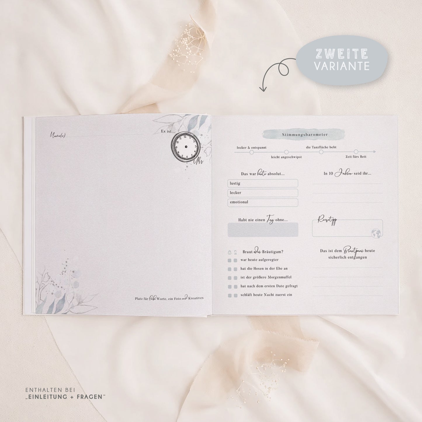 Personalisiertes Gästebuch Hochzeit – Mint Eukalyptus