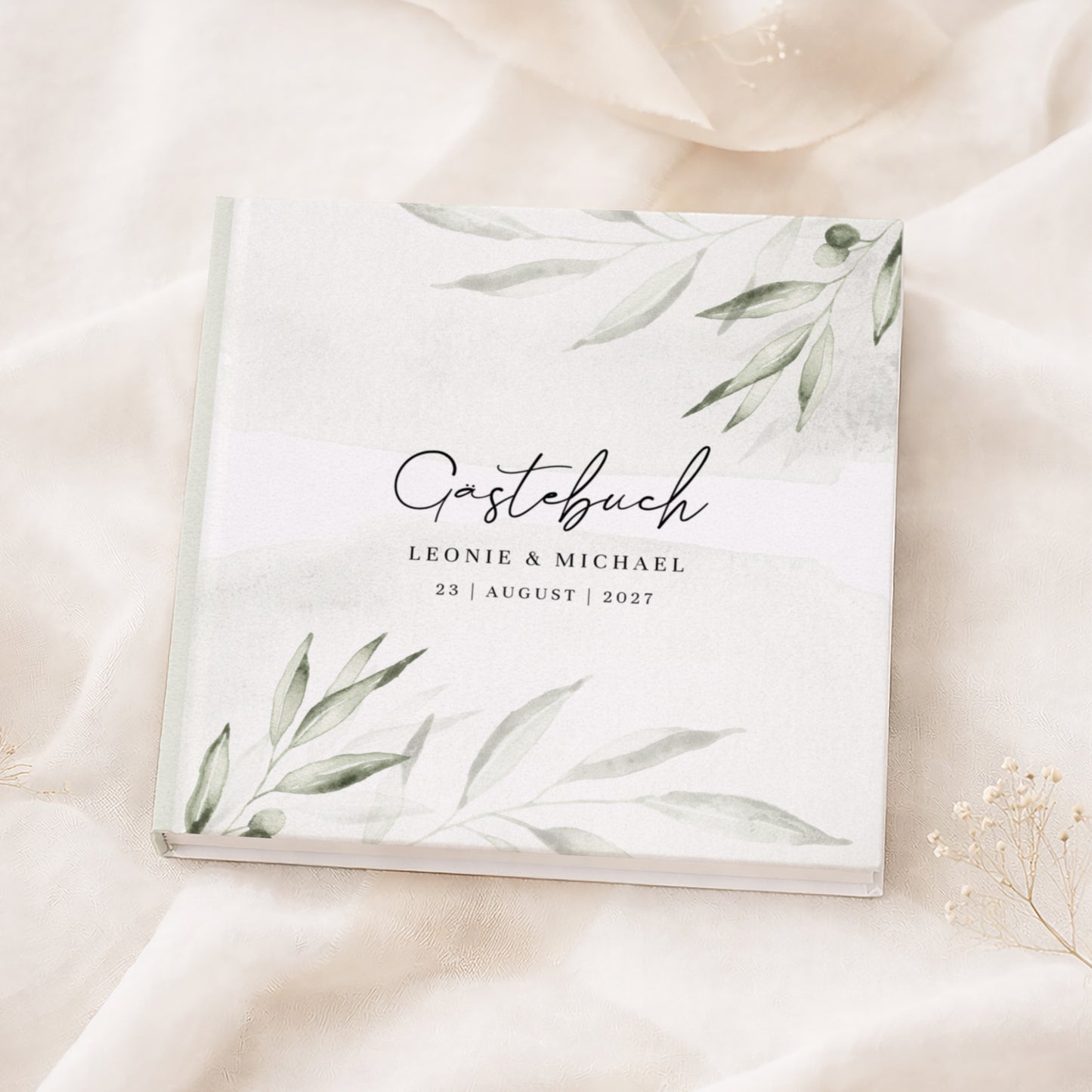 Personalisiertes Gästebuch Hochzeit – Olivenzweige