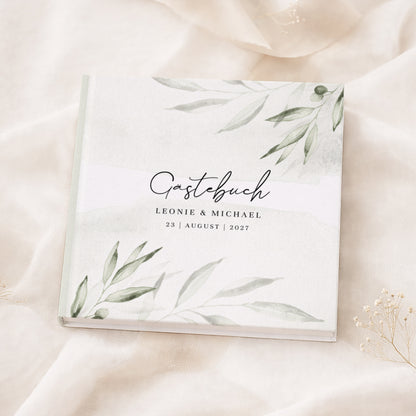 Personalisiertes Gästebuch Hochzeit – Olivenzweige