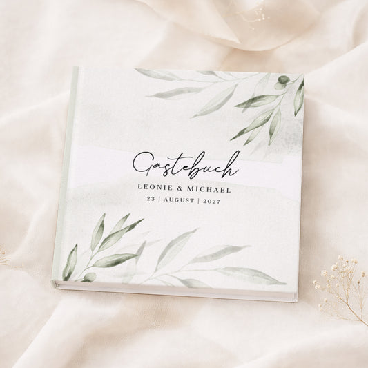 Personalisiertes Gästebuch Hochzeit – Olivenzweige