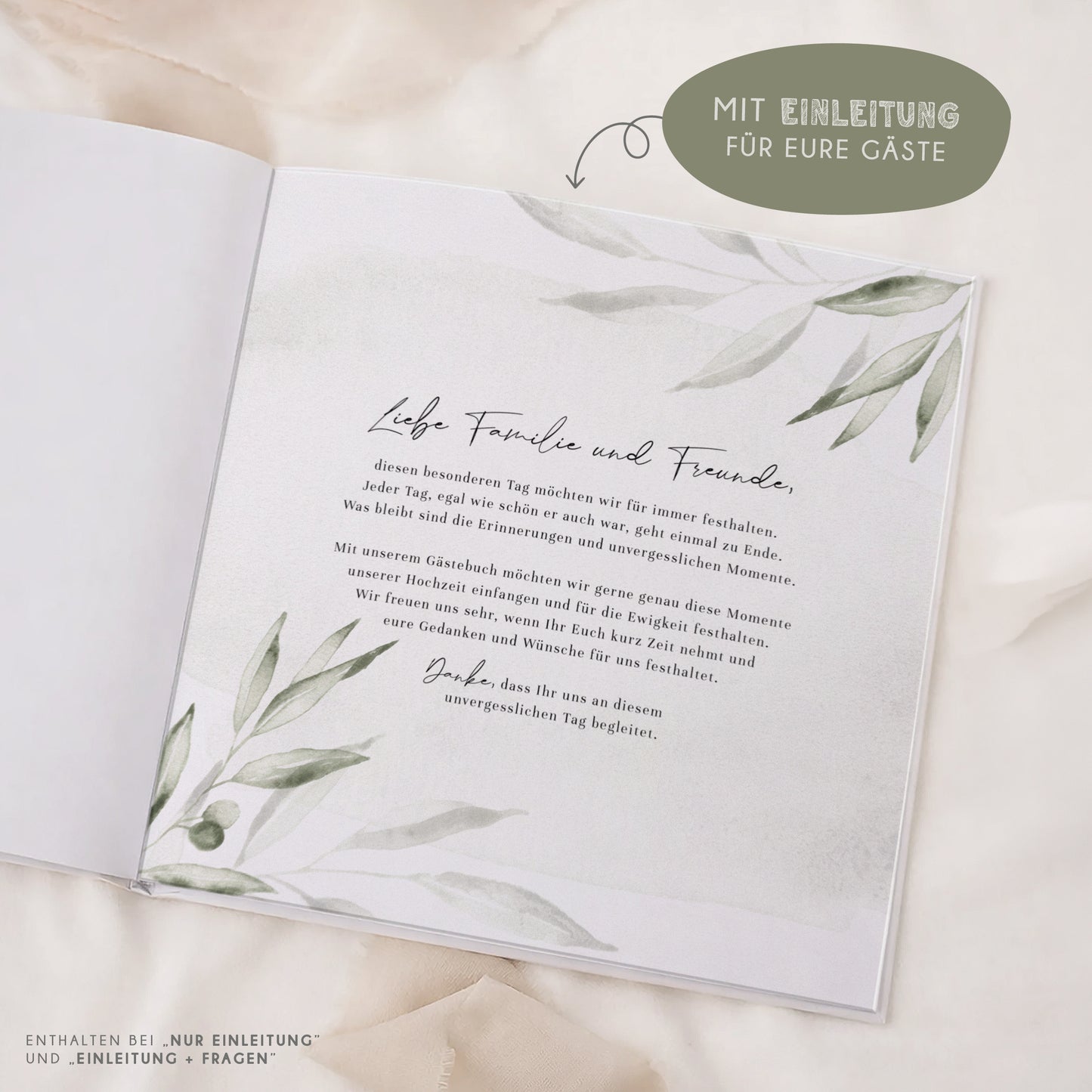 Personalisiertes Gästebuch Hochzeit – Olivenzweige