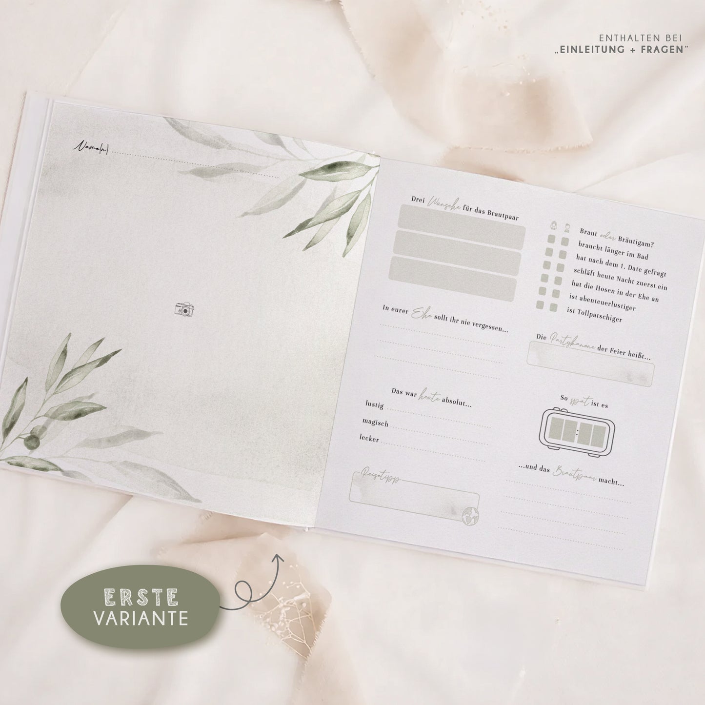 Personalisiertes Gästebuch Hochzeit – Olivenzweige