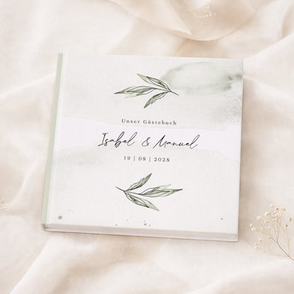 Personalisiertes Gästebuch Hochzeit – Olivenzweige