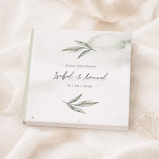 Personalisiertes Gästebuch Hochzeit – Olivenzweige