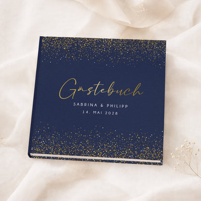 Personalisiertes Gästebuch Hochzeit – Glitzer Dunkelblau