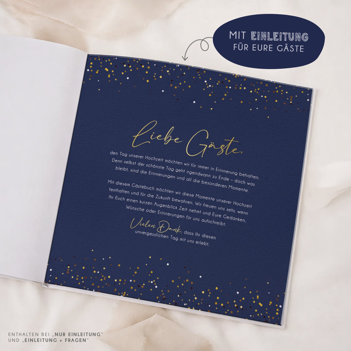 Personalisiertes Gästebuch Hochzeit – Glitzer Dunkelblau