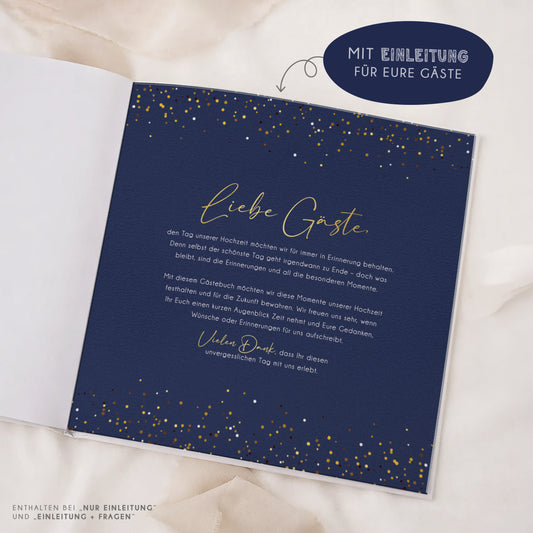Personalisiertes Gästebuch Hochzeit – Glitzer Dunkelblau