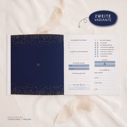 Personalisiertes Gästebuch Hochzeit – Glitzer Dunkelblau