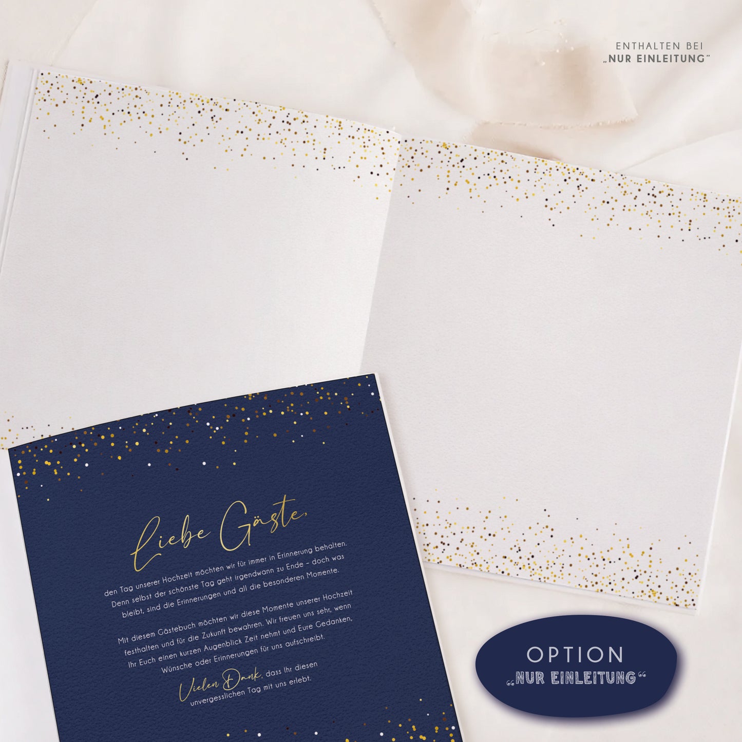 Personalisiertes Gästebuch Hochzeit – Glitzer Dunkelblau