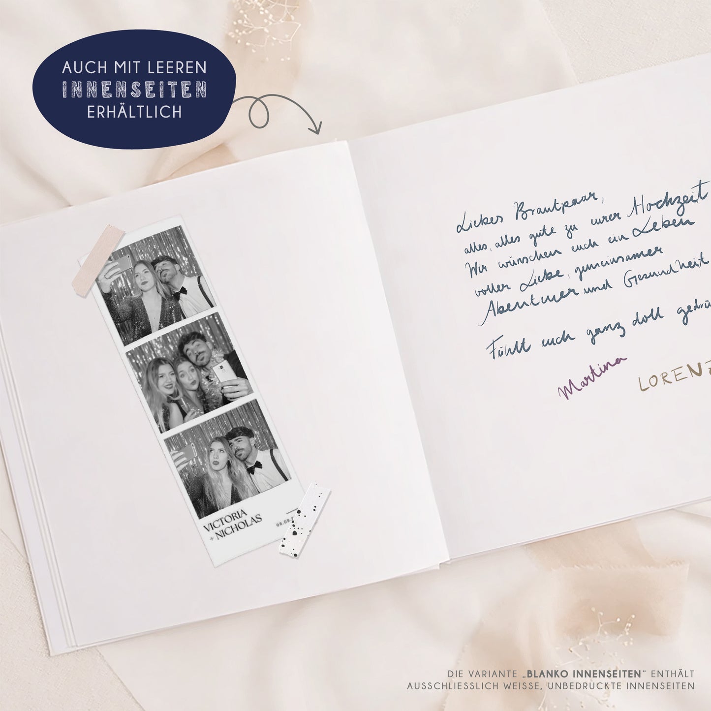 Personalisiertes Gästebuch Hochzeit – Glitzer Dunkelblau