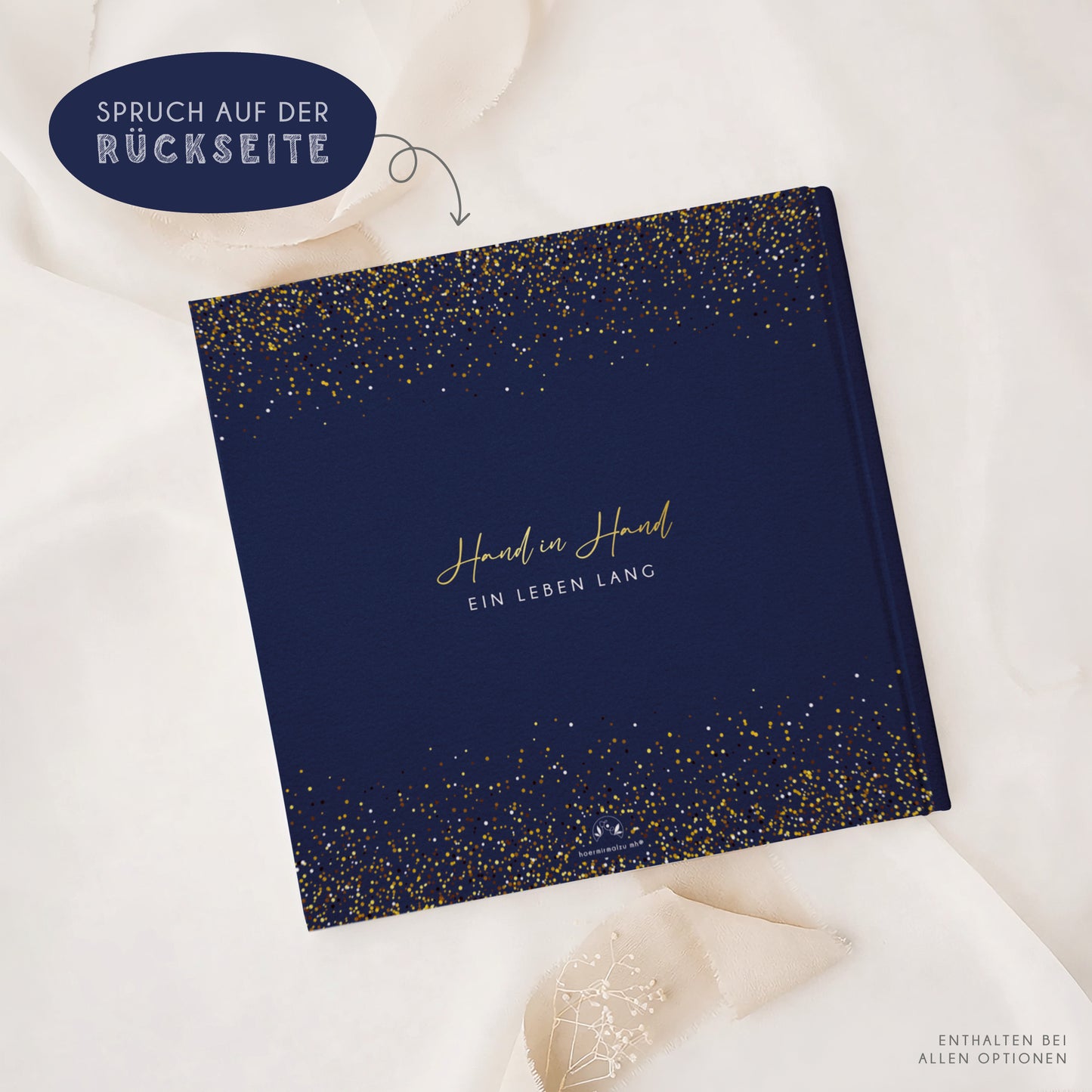 Personalisiertes Gästebuch Hochzeit – Glitzer Dunkelblau