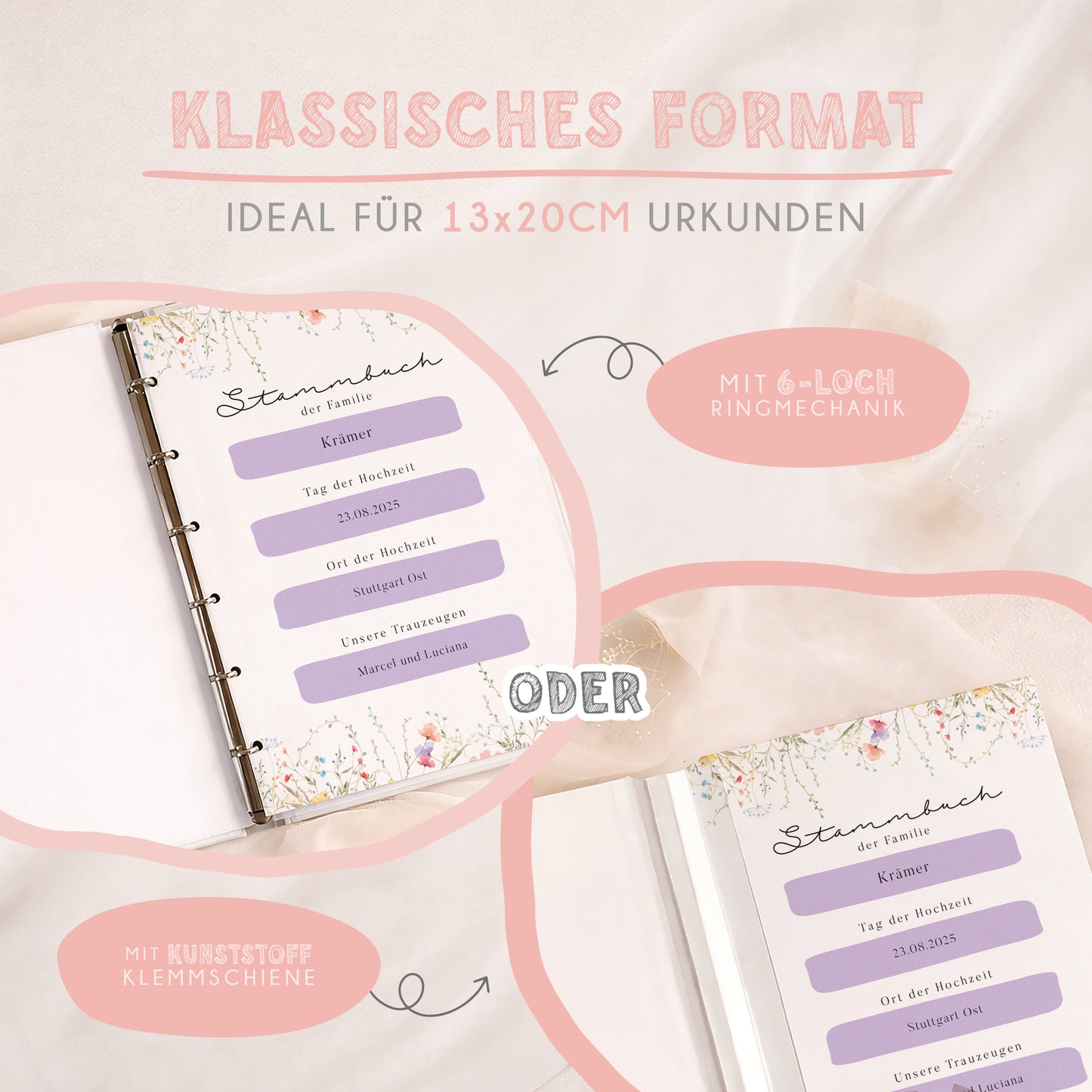 Stammbuch „Bunte Wildblumen“ – personalisiert zur Hochzeit