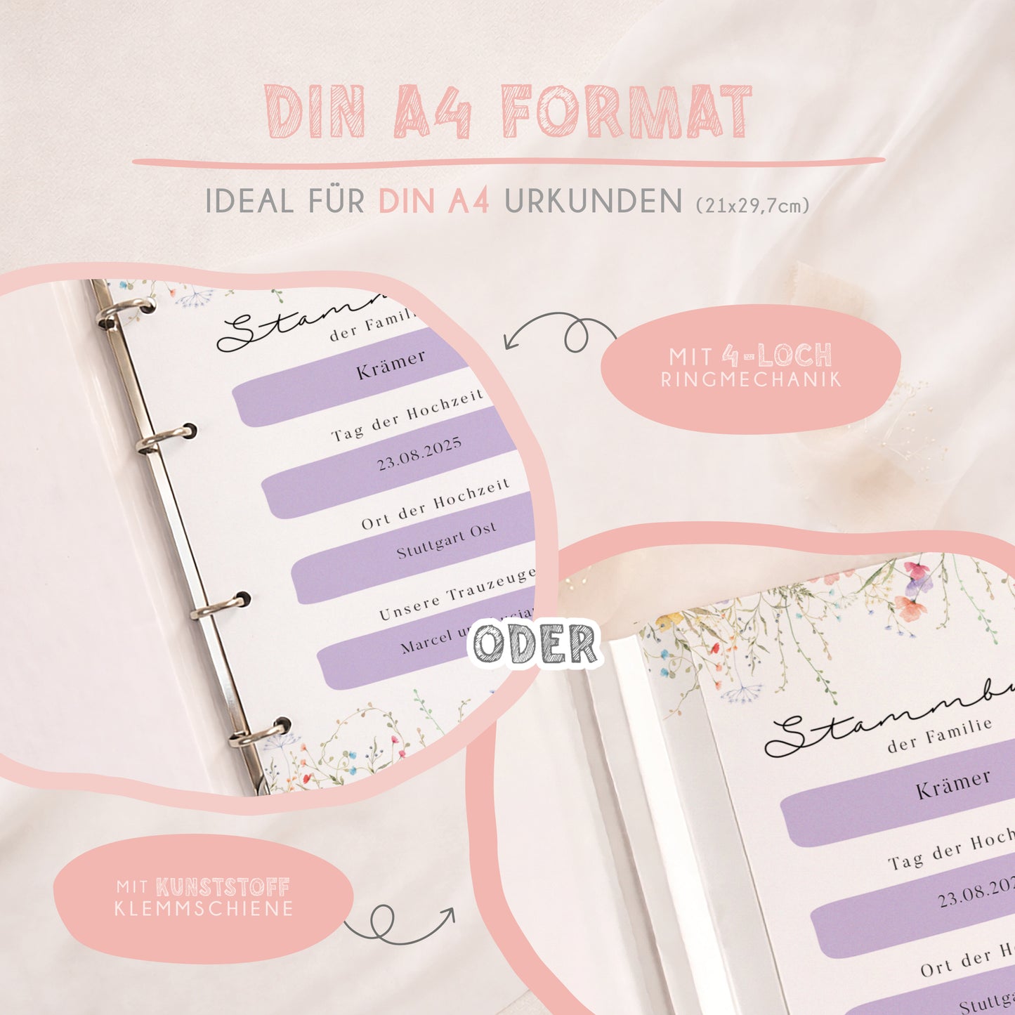 Stammbuch „Bunte Wildblumen“ – personalisiert zur Hochzeit