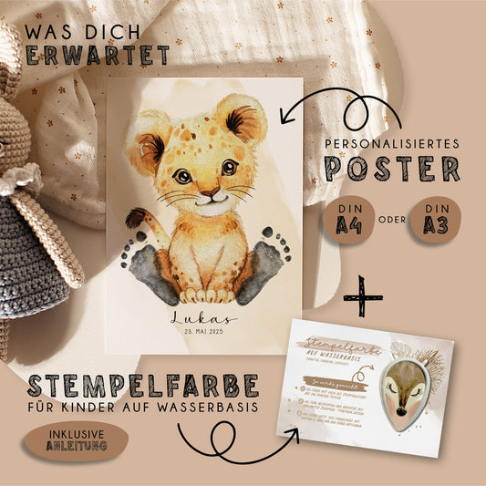 Fußabdruck Poster „Löwe“ – personalisierbar
