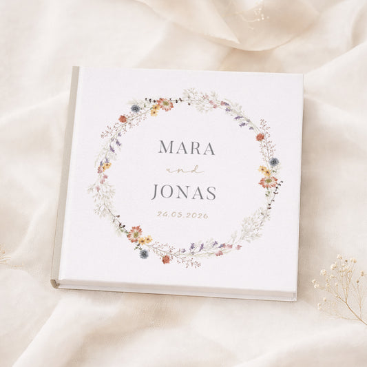 Personalisiertes Gästebuch Hochzeit – Boho Wildblumen Design