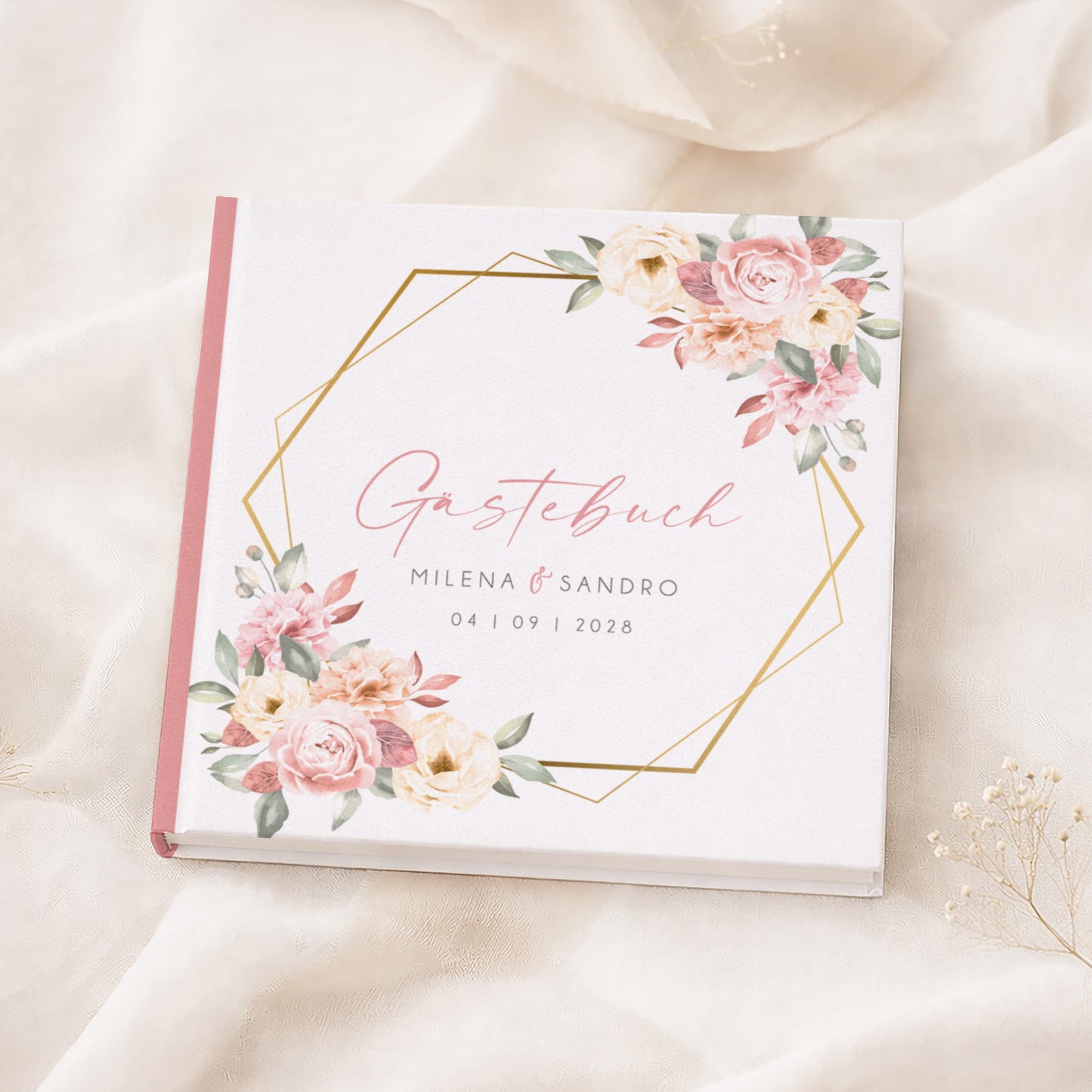 Personalisiertes Gästebuch Hochzeit – Vintage Blumen