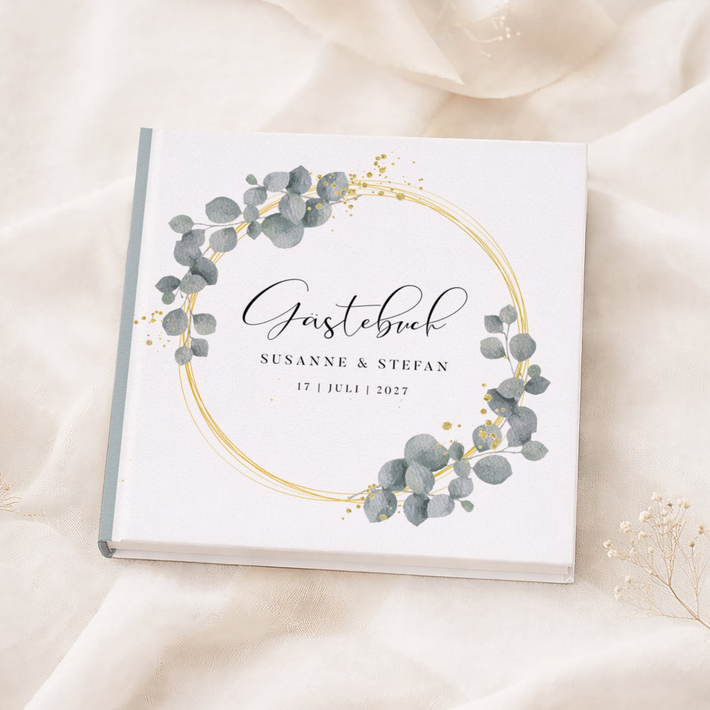 Personalisiertes Gästebuch Hochzeit – Eukalyptus Kranz