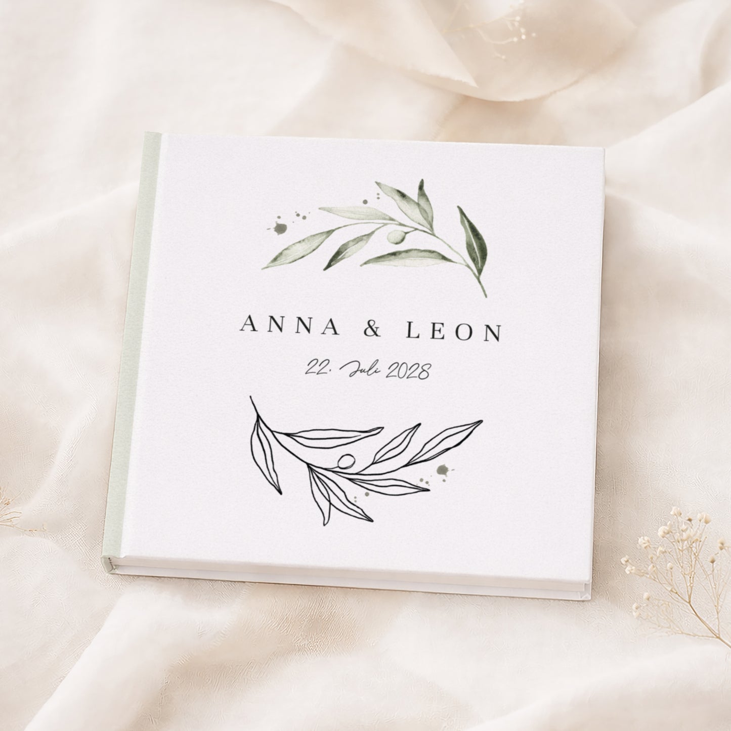 Personalisiertes Gästebuch Hochzeit – Mediterranes Oliven Design