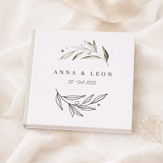 Personalisiertes Gästebuch Hochzeit – Mediterranes Oliven Design