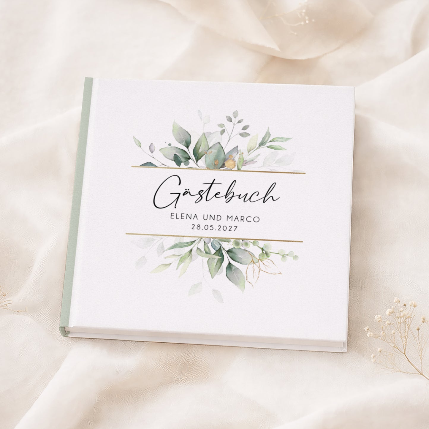 Personalisiertes Gästebuch Hochzeit – Eukalyptus Aquarell Design