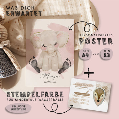 Fußabdruck Poster „Elefant“ – personalisierbar