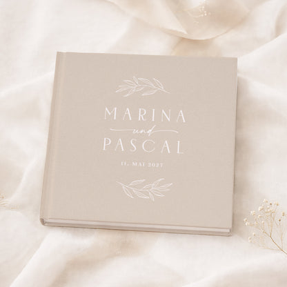 Personalisiertes Gästebuch Hochzeit – Soft Beige Eukalyptus